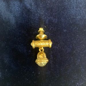 Patty Horn Antique Gold and Moonstone Lapel Pin